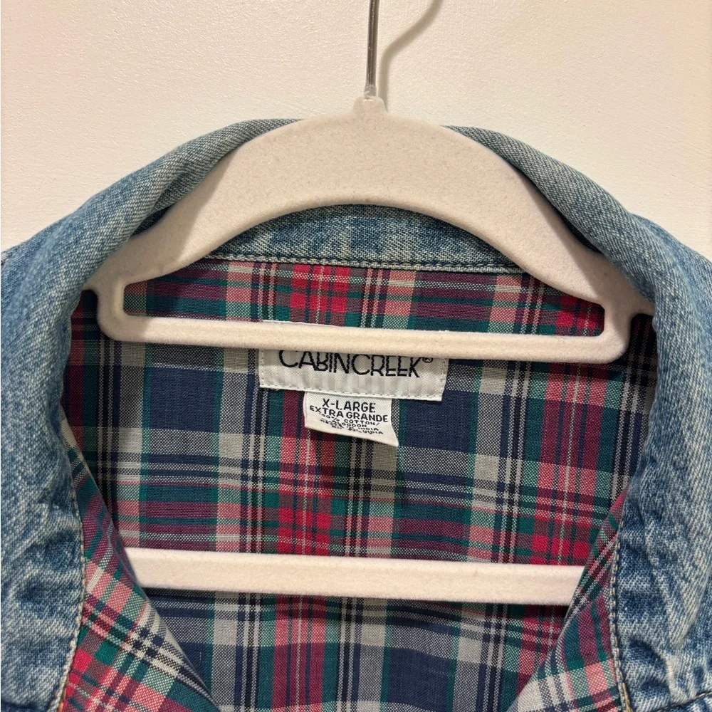 Cabin Creek Denim Chore Jacket with Plaid Details - Picture 4 of 7